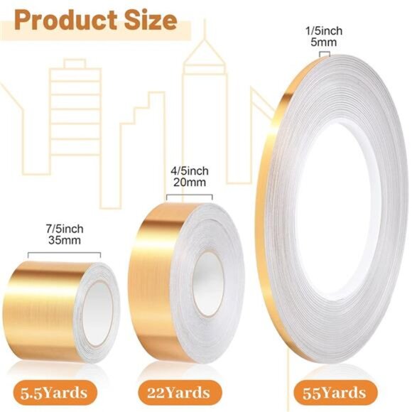 3 Rolls Multi Size Self Adhesive Polyester Film Tape 1/5, 4/5, 7/5 Inch - Picture 2 of 7